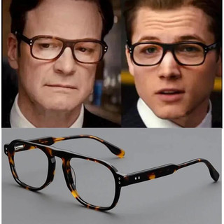 Armação de óculos retangular de acetato feita à mão em estilo retrô, acompanha estojo, adequada para homens, Kingsman Ag