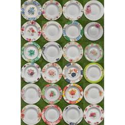 Ref :(P-07-A)Jogo Com 6 unidade Prato Fundos 23cm Estampados De Melamina