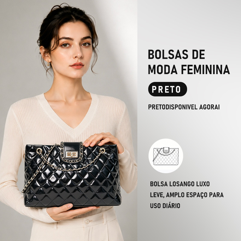 TOMI MITO Bolsa Feminina Com Alça Lateral Transversal Faixa de Mão De Corrente Couro TM9177 - *várias cores