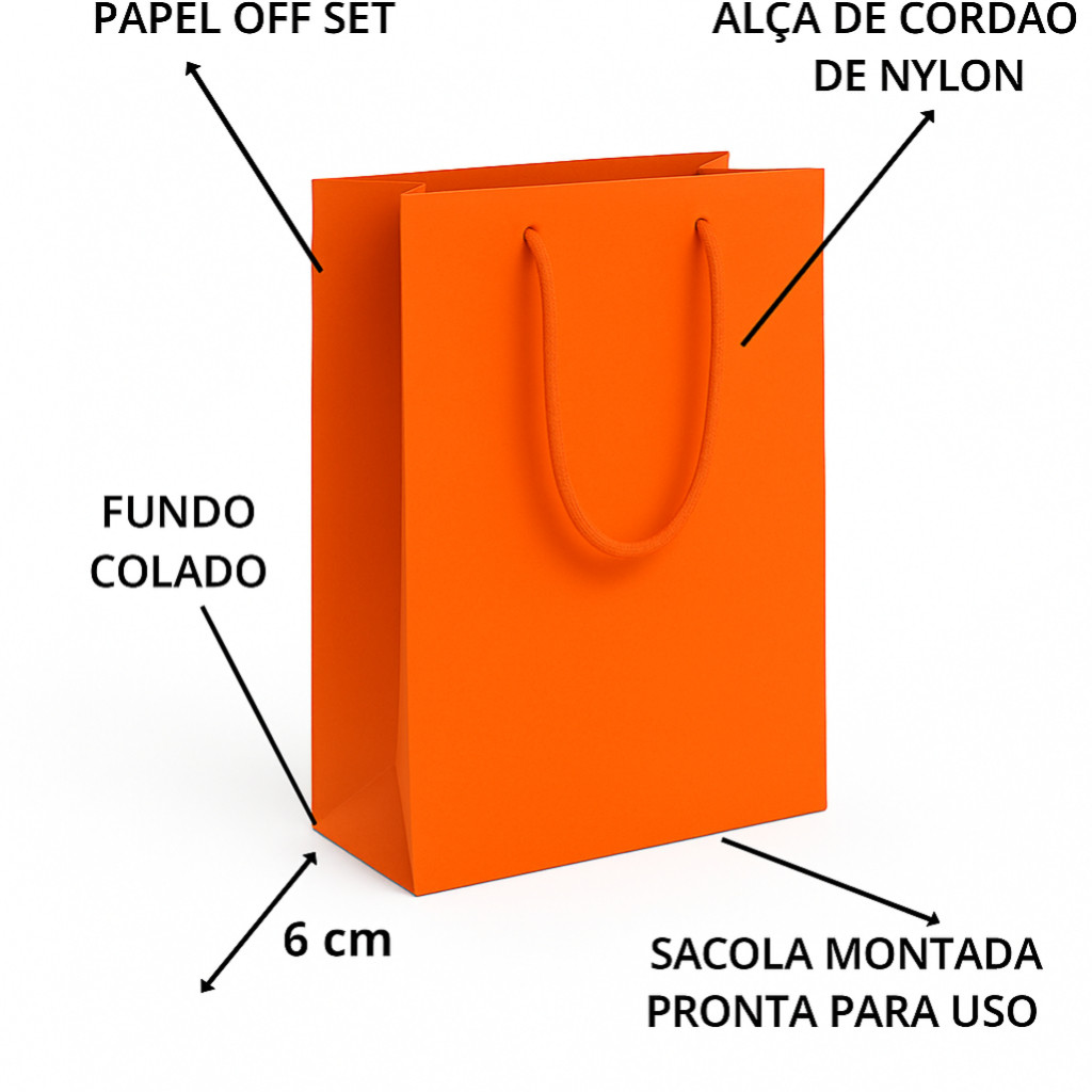 Sacola de Papel 25x17x6cm para Presente e Lembrancinhas kIT 10/20/30/40 Unid - Diversas Cores