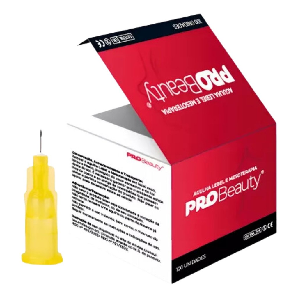 Agulha de Lebel Mesoterapia 30g 0,30mm x 4mm Microagulha Botox PRO Beauty 100 Unidades