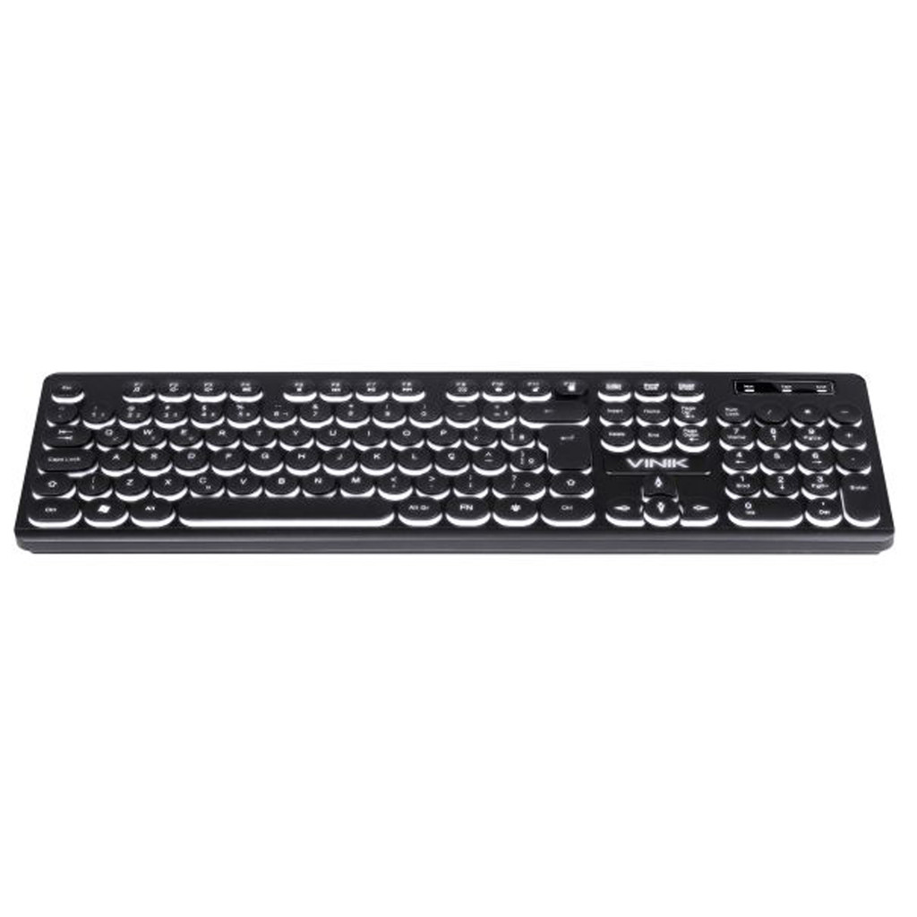 Teclado USB PRETO Slim LED Branco c/ Teclas Retro VINIK 