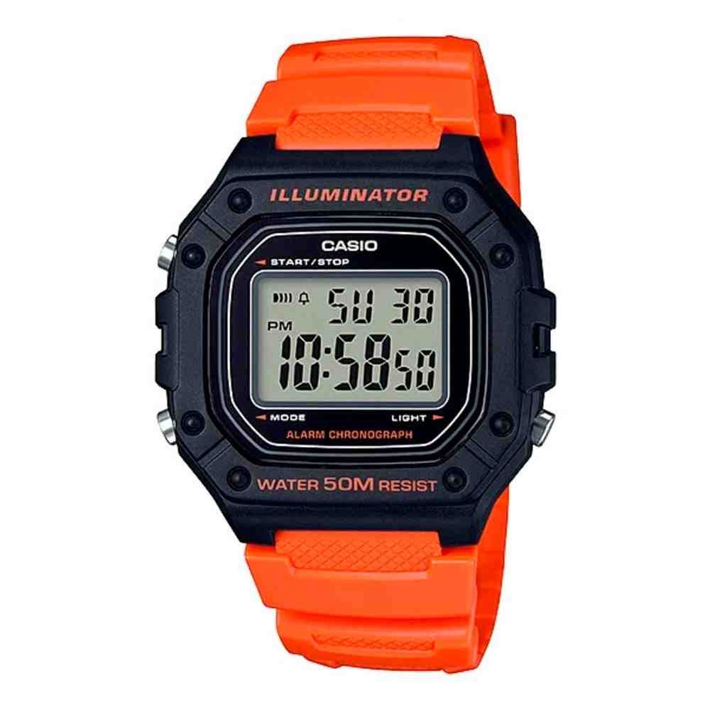 Relógio Casio Standard Preto/Laranja Unissex W-218H-4B2VDF-B