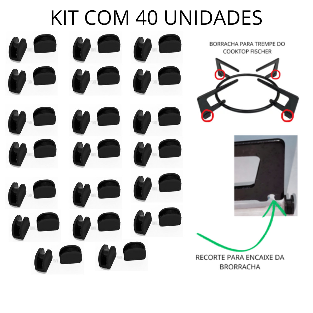 Borracha da Trempe Grade Cooktop Fogão Fischer - 40 Peças