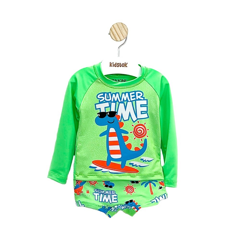 Conjunto Menino Camiseta Sunga UV Dino Summer - Fakini em Oferta na Shopee