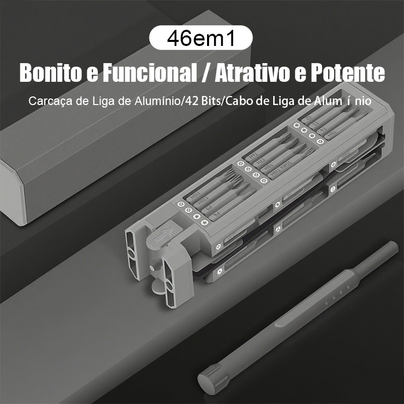 Kit Chave de Fenda Precision 46 em 1com Bits Magnéticos S2-Para Celular,Notebook,iPhone,Eletrônicos e Reparos Domésticos