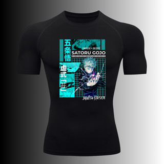 Camiseta Compressão Manga Curta Anime Jujutsu Kaisen Satoru Gojo Feitiço Azul Rash Guard em Oferta na Shopee