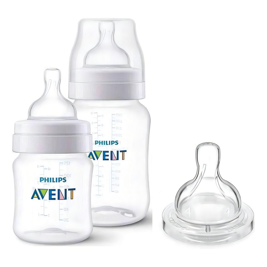 Kit Duplo Mamadeira Clássica Anticolic 125ml, 260ml + Bico 4