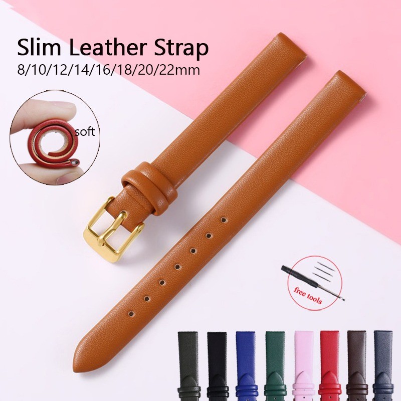 Moda Pulseira De Relógio De Couro Macio 8mm 10mm 12mm 14mm 16mm 18mm 20mm 22mm Fino Ultrafino Universal Clássico Padrão 