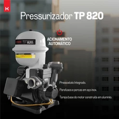 Bomba Pressurizadora TP 820 e TP 825 Altura Maxima Ate 38 Metros Komeco