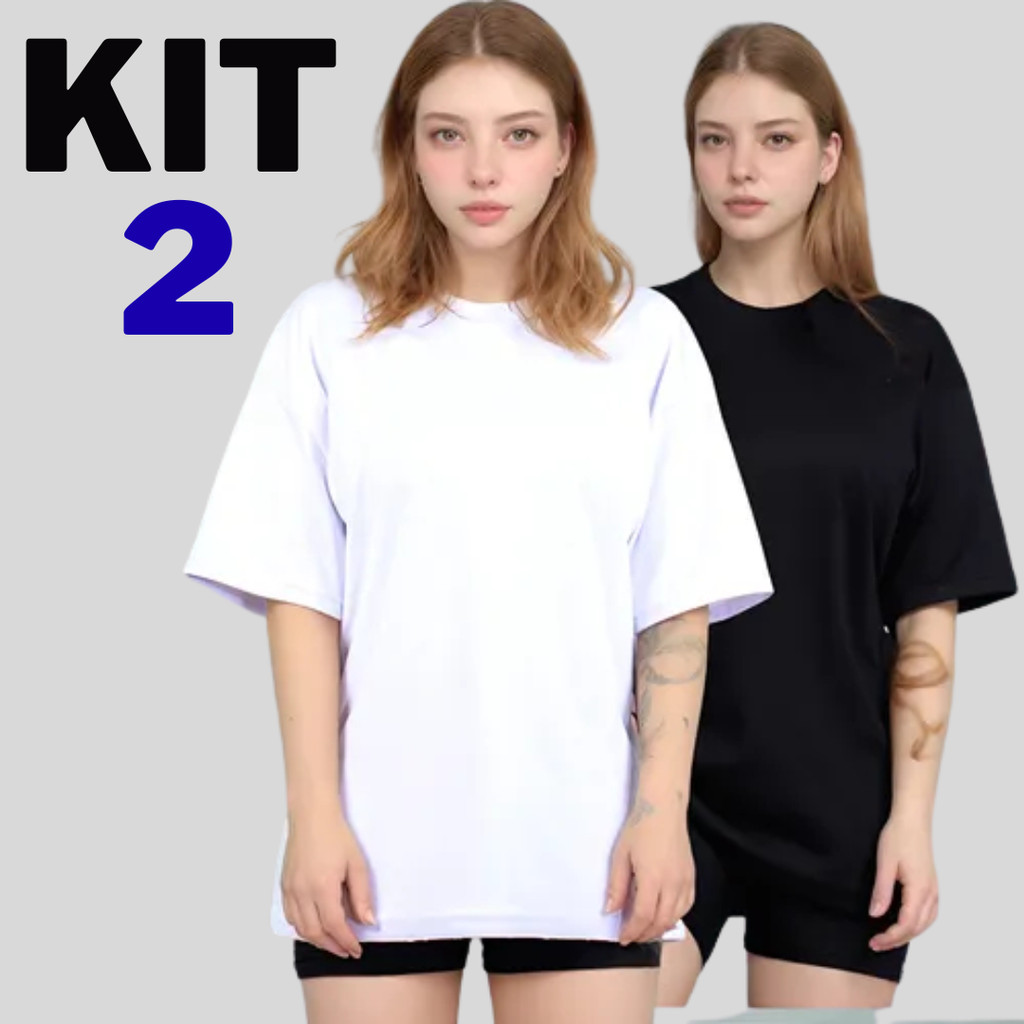 Kit 2 Camisetas Oversized Femininas 100% Algodão – Conforto e Estilo