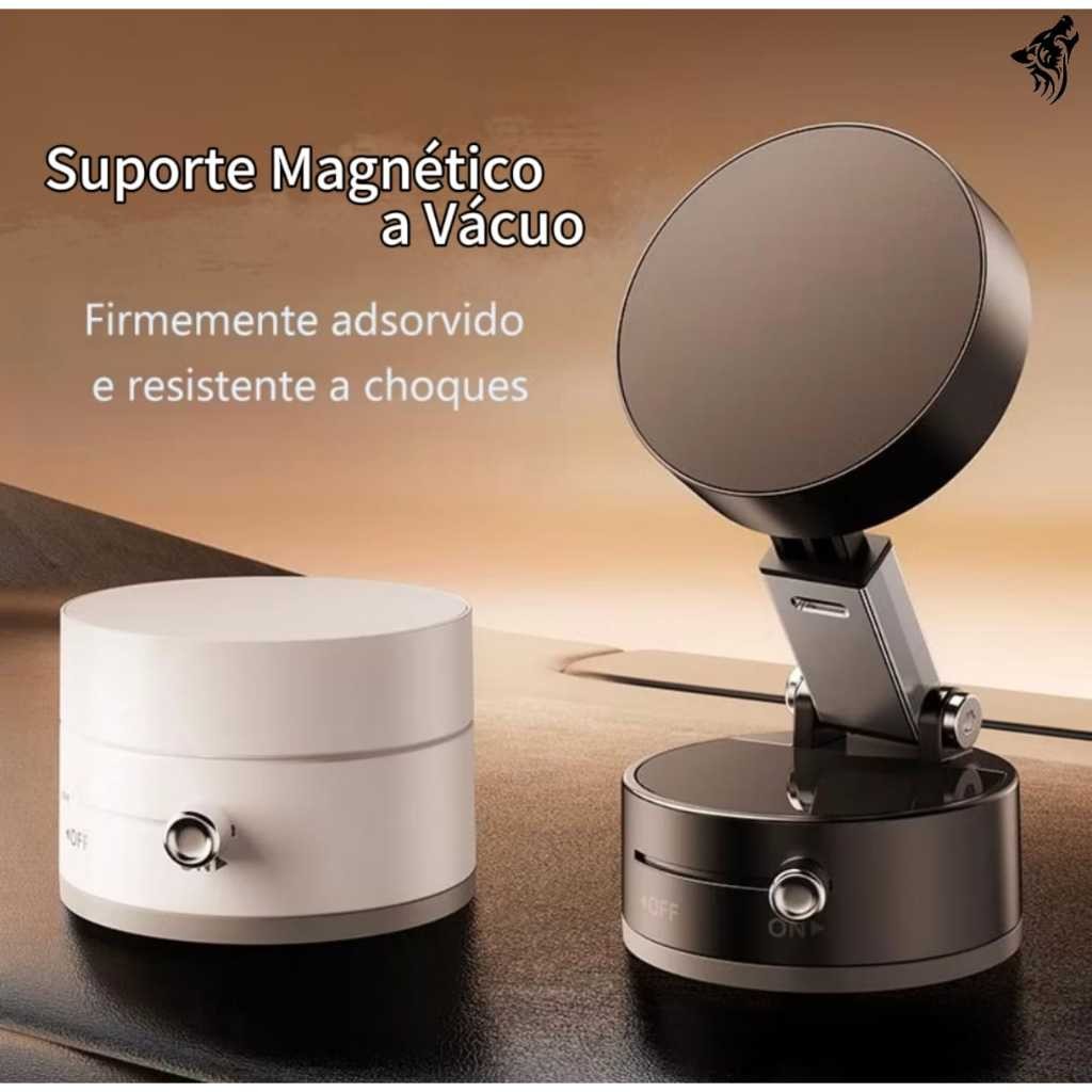 Suporte Magnético de Celular – Base a Vácuo, Rotação 360°, Ajustável para Carro, Mesa e...