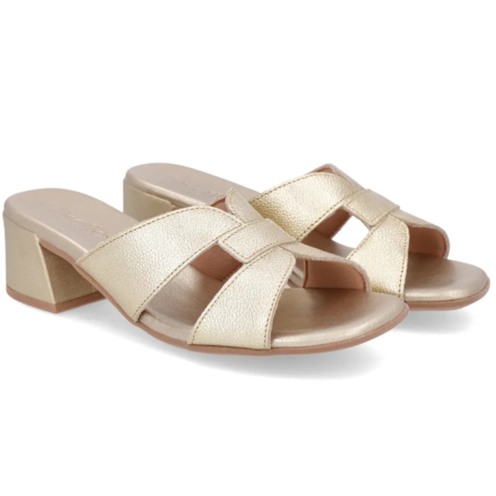 Tamanco Feminino Dourada Couro Metalizado Conforto e Sofisticação Usaflex AL20007006
