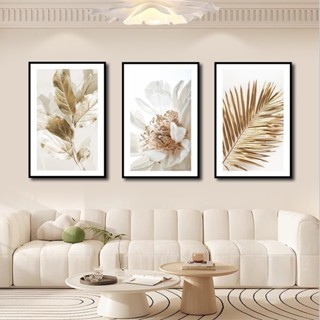 KIT 3 Quadros decorativos folha de ouro tamanho grande luxuosas modernas decoração de parede em Oferta na Shopee