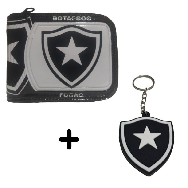 Kit Carteira Masculina + Chaveiro Emborrachado do Botafogo Time de Futebol Brasileirão Para Presente