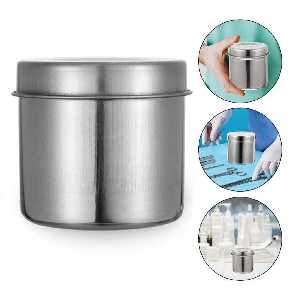 Pote Aço Inox 9cm Porta Gaze Algodão Dentista Podologia Clínica Odontologia Manicure Esterilização em Oferta na Shopee