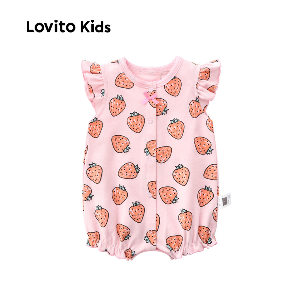 Detalhes do (NEW) Lovito Kids Bodies Fofo de Cores Contrastantes com Botões para Primavera/verão para bebê LNL119148