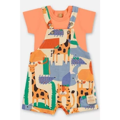 Conjunto Jardineira e Body Bebê Up Baby