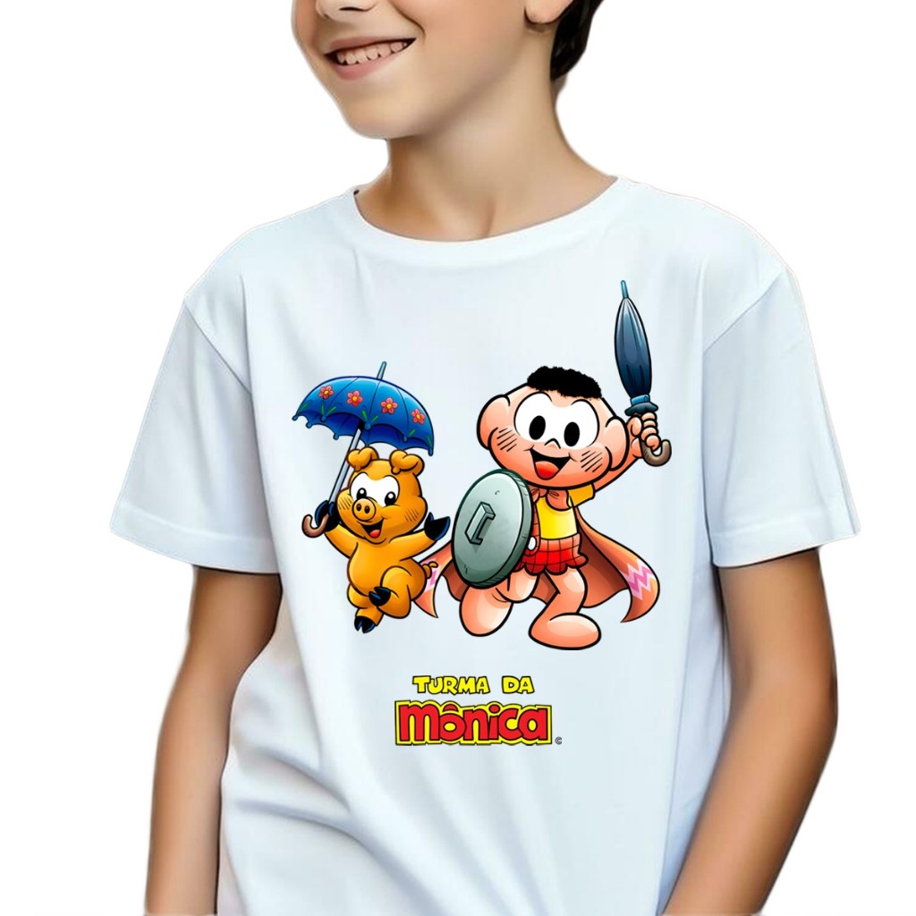 Camiseta camisa blusa Infantil Turma da Monica Cascão Chico bento Magali