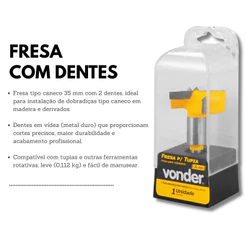 Fresa com Dentes para Dobradiça 35 mm com 2 Dentes – VONDER