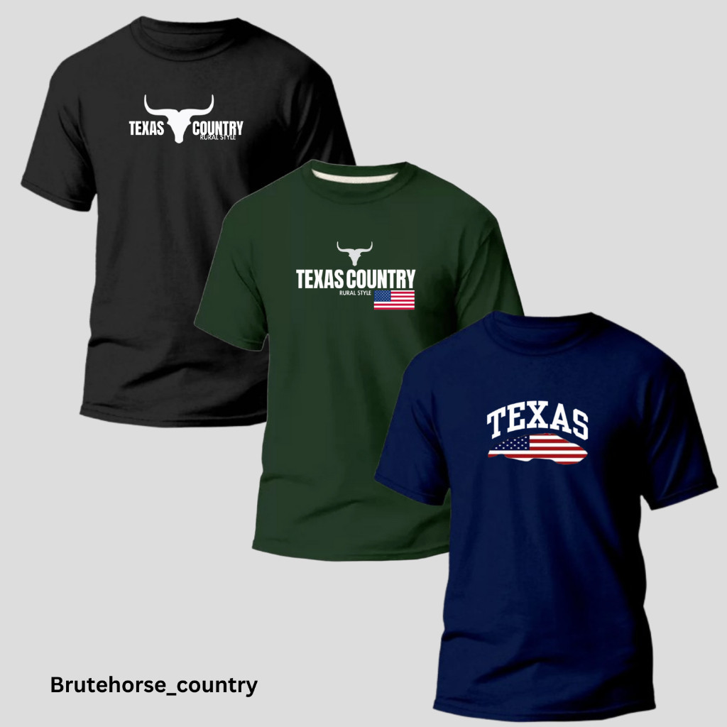 Kit 3 Camisas Country Masculina, Texas Brute Horse Country Original 100% Algodão Gola Redonda em Oferta na Shopee