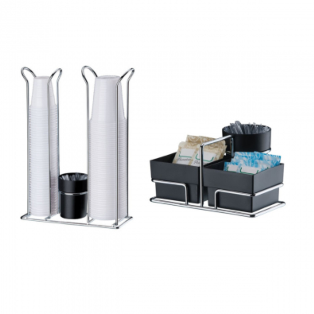 Kit mesa organização 2 peças preto Future suporte sache chá acuçar porta copo descartavel