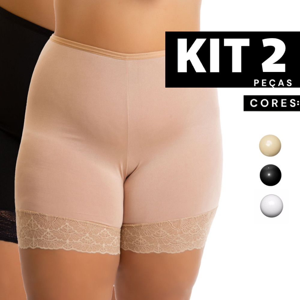 Kit 2/1 Short Anágua Plus Size Segunda Pele Rendado Vestido Short Saia Confortável Barato Fitness