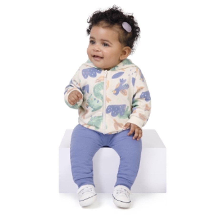 Conjunto Infantil Menina Jaqueta Estampada Em Moletom Flanelado Malwee Kids