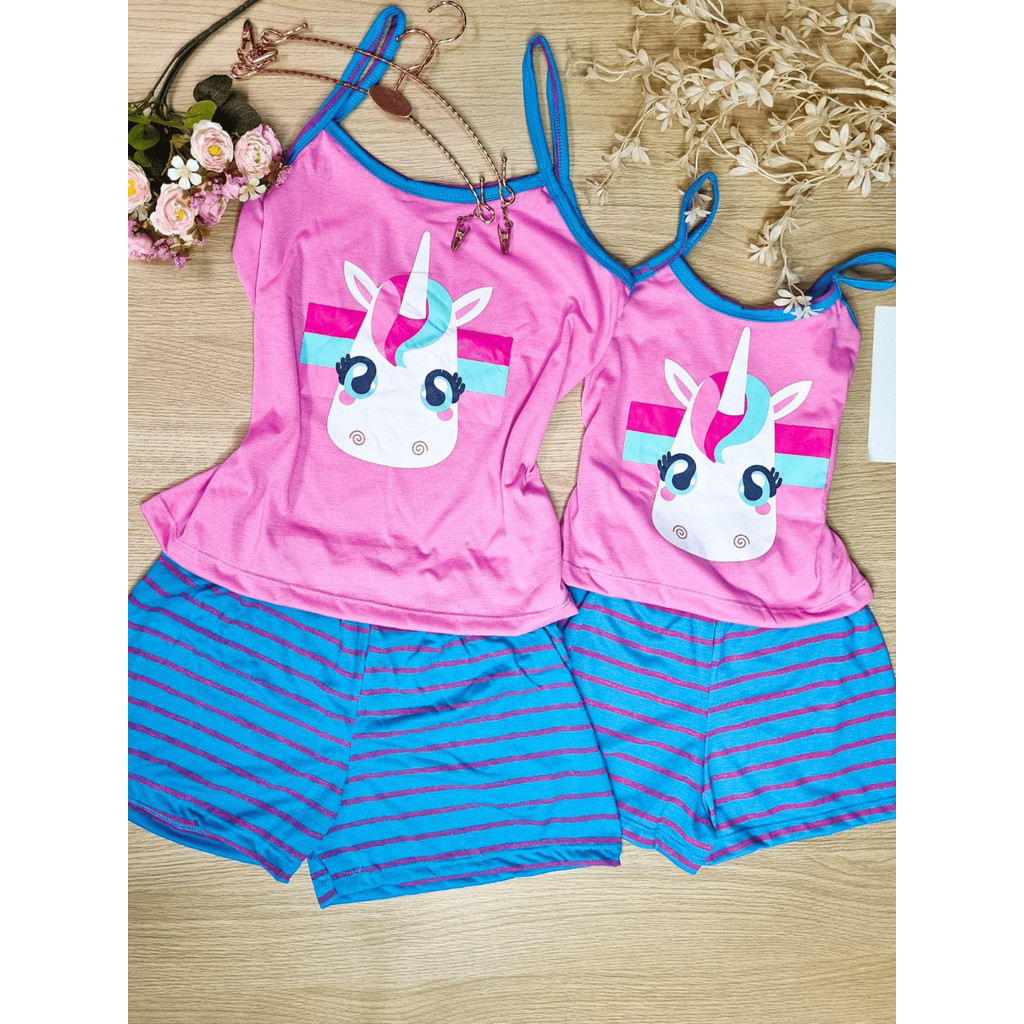 KIT Pijama Mamãe E Filha Short Doll Alcinha Estampado Verão Curto Adulto Infantil em Oferta na Shopee