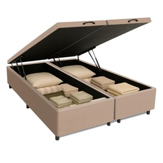 Cama Box Com Baú Queen 1,58m Prince Suede Bege em Oferta na Shopee
