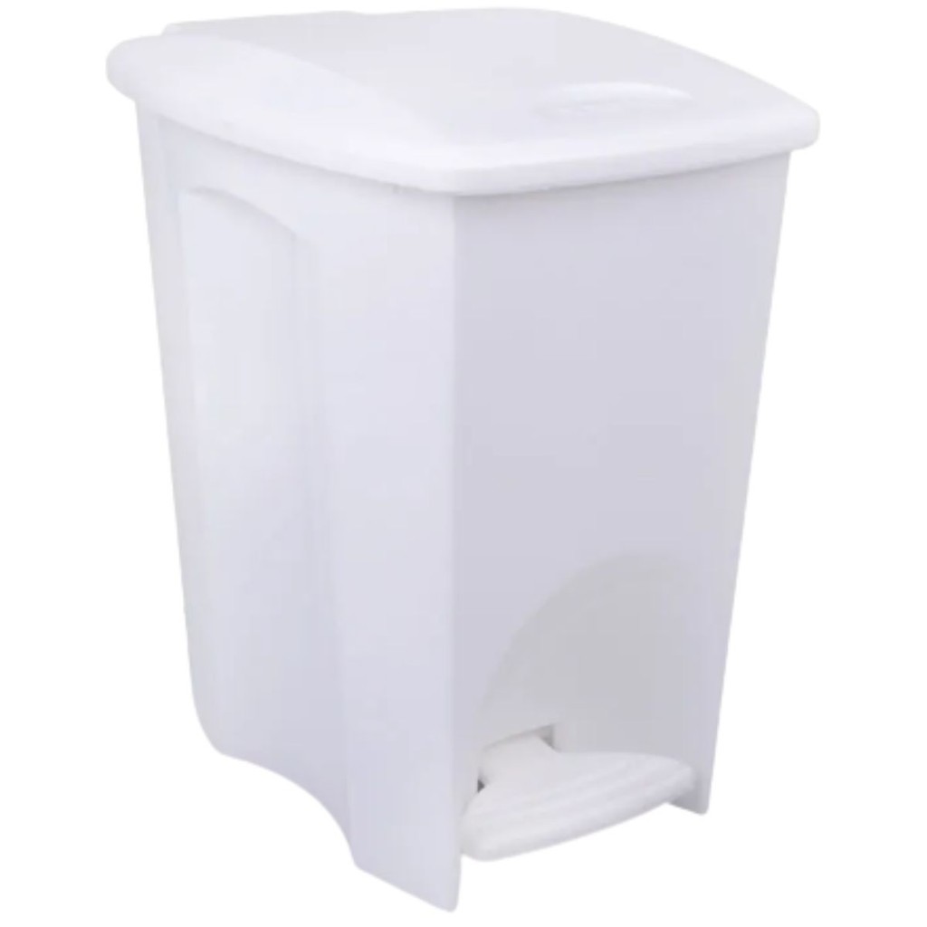 Lixeira 7L Com Pedal Branca Plasútil em Oferta na Shopee