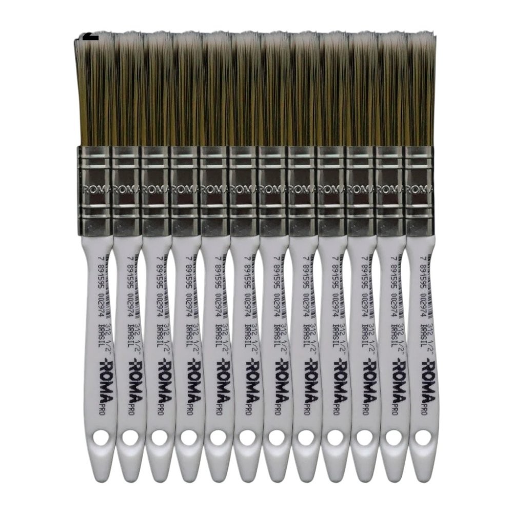 Kit 12 Pincel Roma 312A 1/2 Pro Sintético 1/2"