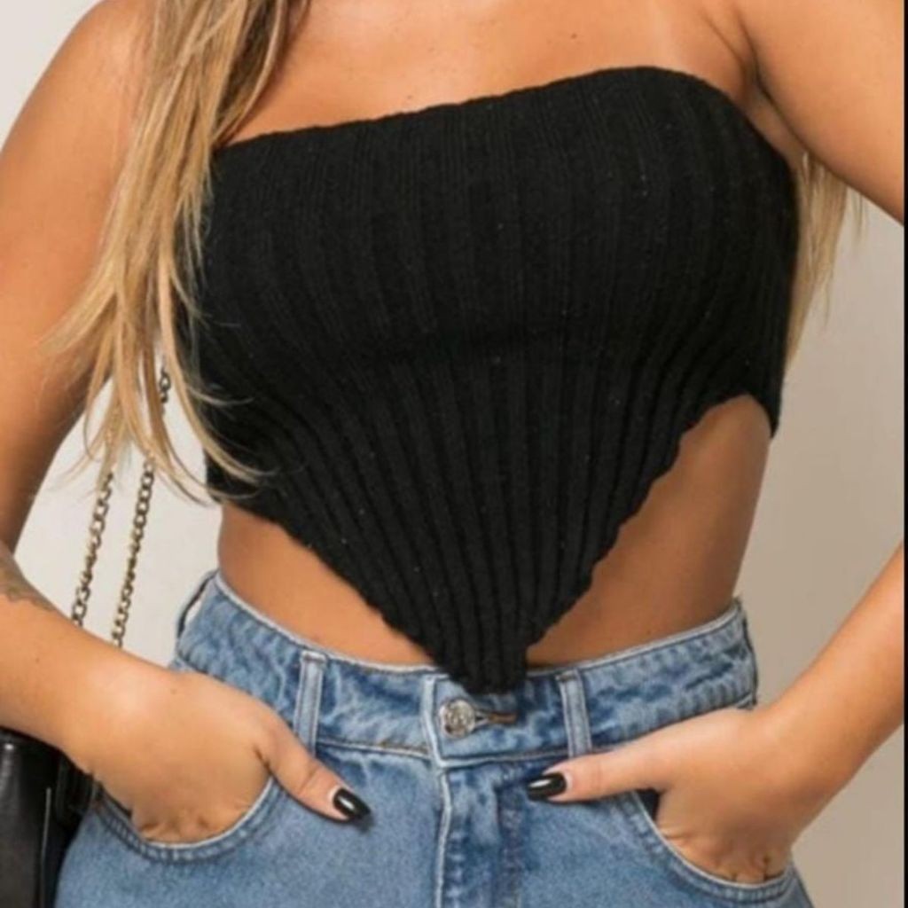 Tomara que caia bico trico tricô tricot malha blogueira tendencia modal cropped croped verao verão