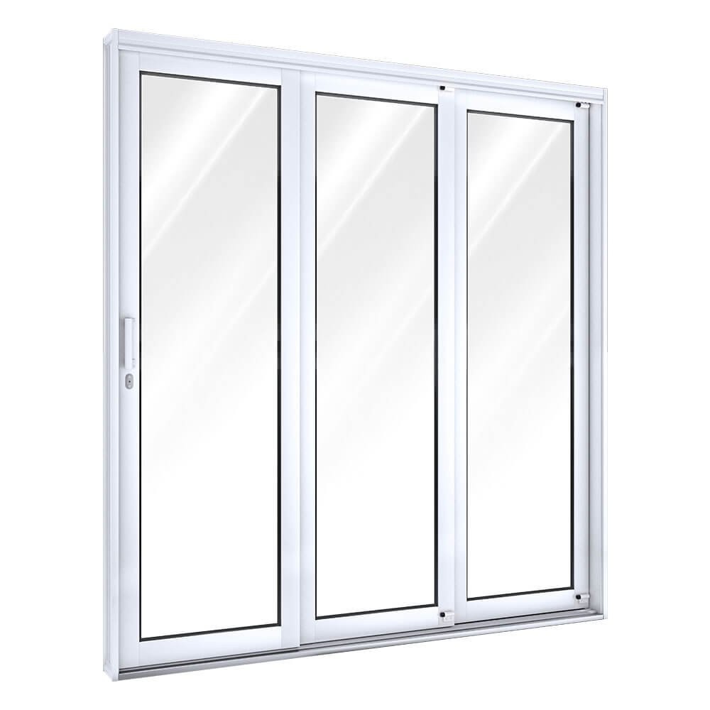 Porta de Aço de Correr 213x200cm 3 Folhas com Vidro Facilita Lucasa Direita em Oferta na Shopee