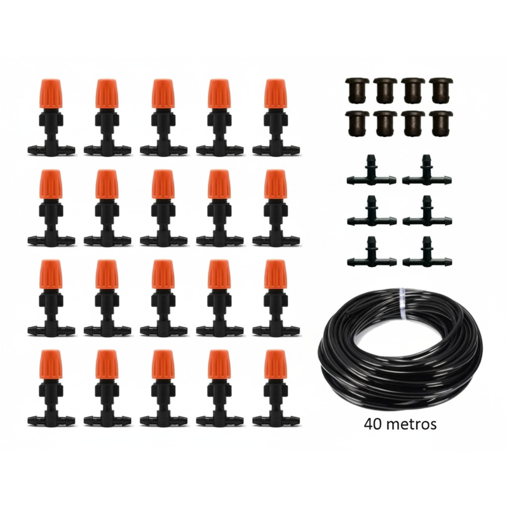 20 Bico Nebulizador T Nevoa + 08 Fim De Linha + 06 T + 40m