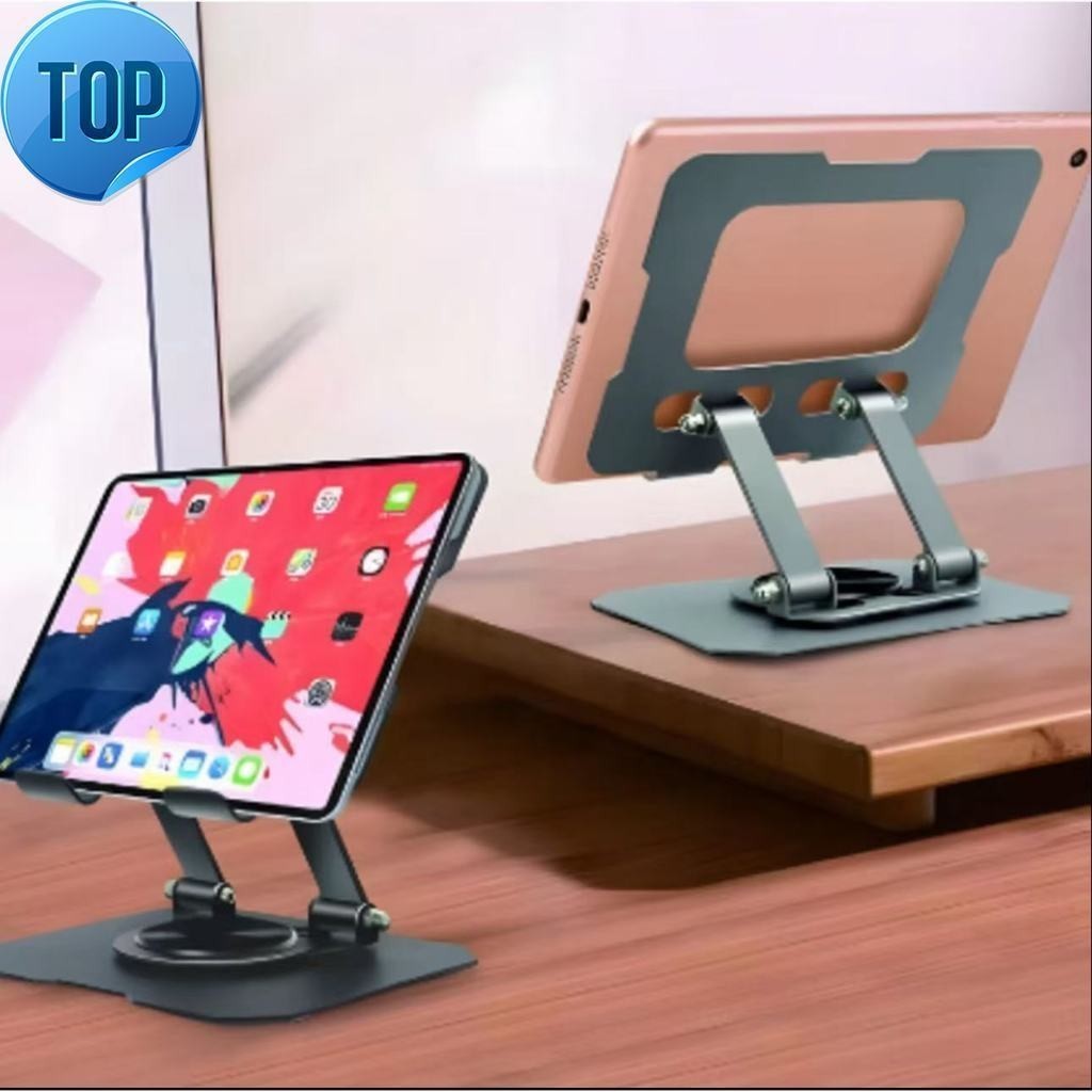 de Suporte Alumínio iPad Totalmente Mesa Base Rotatória Ajustável Dobrável 360º Para Tablets Mac