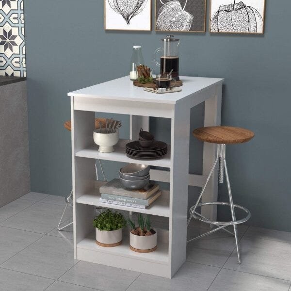 Mesa Bancada 2 Lugares com Nichos Linha B's Branco em Oferta na Shopee