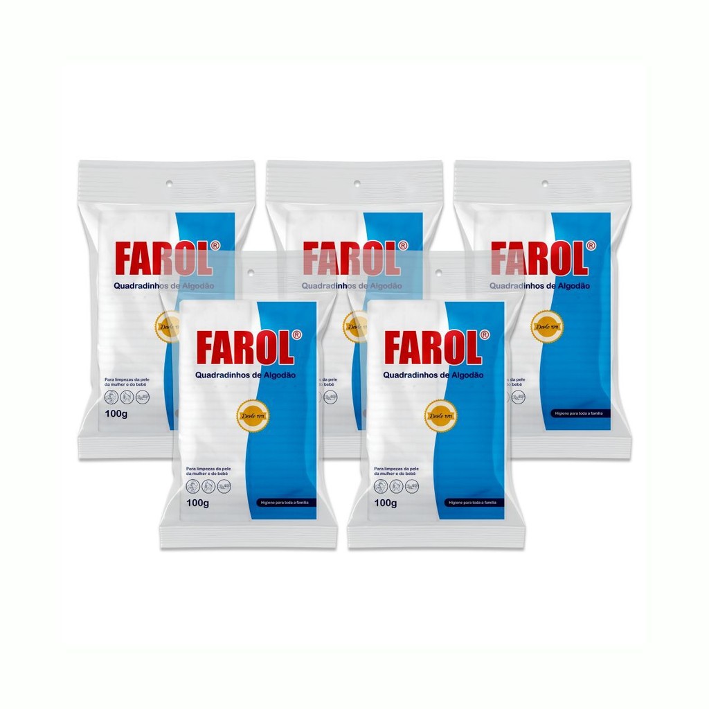 KIT COM 5 PACOTES ALGODAO FAROL QUADRADINHO