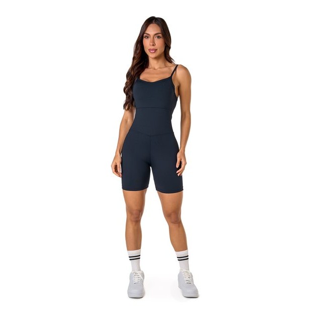 Macaquinho Feminino Manalinda Bermuda Poliamida Fitness Academia Zero Transparência Conforto
