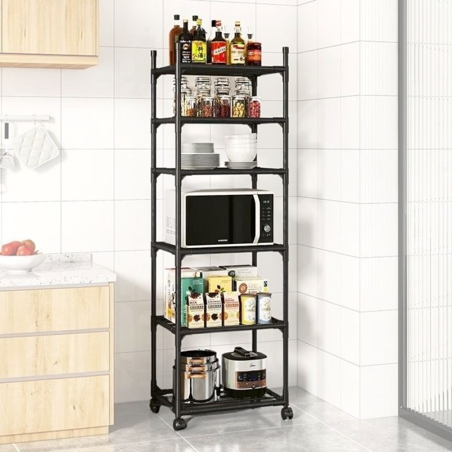 Estante Com Roda 6 Prateleiras Cozinha De Aço Multiuso Panelas Casa Sala Quarto Organizador E em Oferta na Shopee