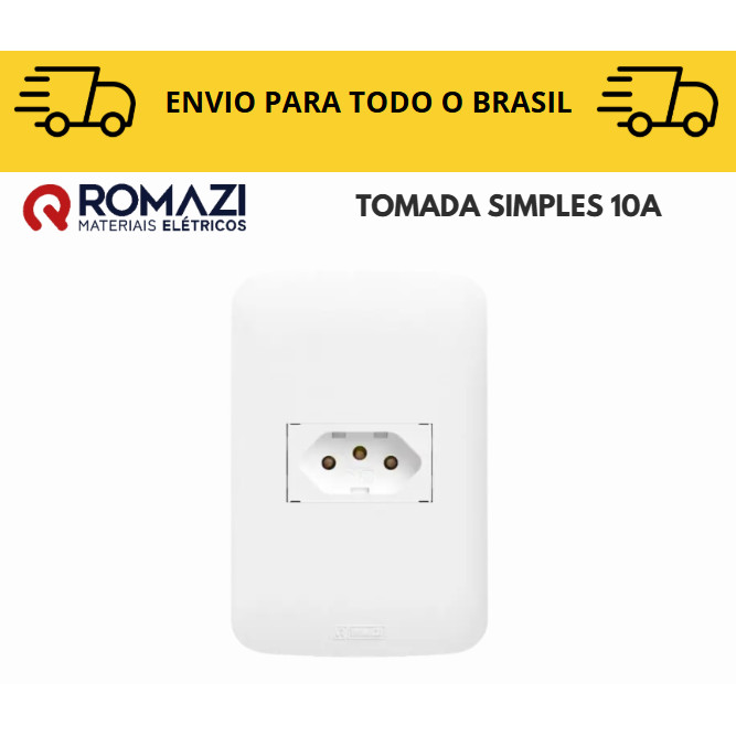 Tomada Simples 10A linha canoa romazi / 10A / 20A / Paralelo / Tomada