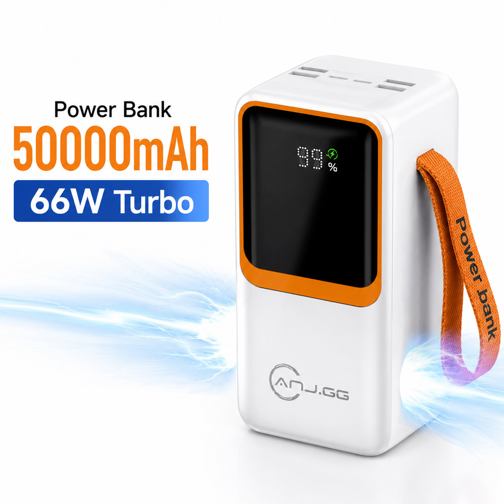 Power Bank 50000mAh 66W Carregador Portátil Turbo Display Digital 6 Saídas iPhone Android Notebook