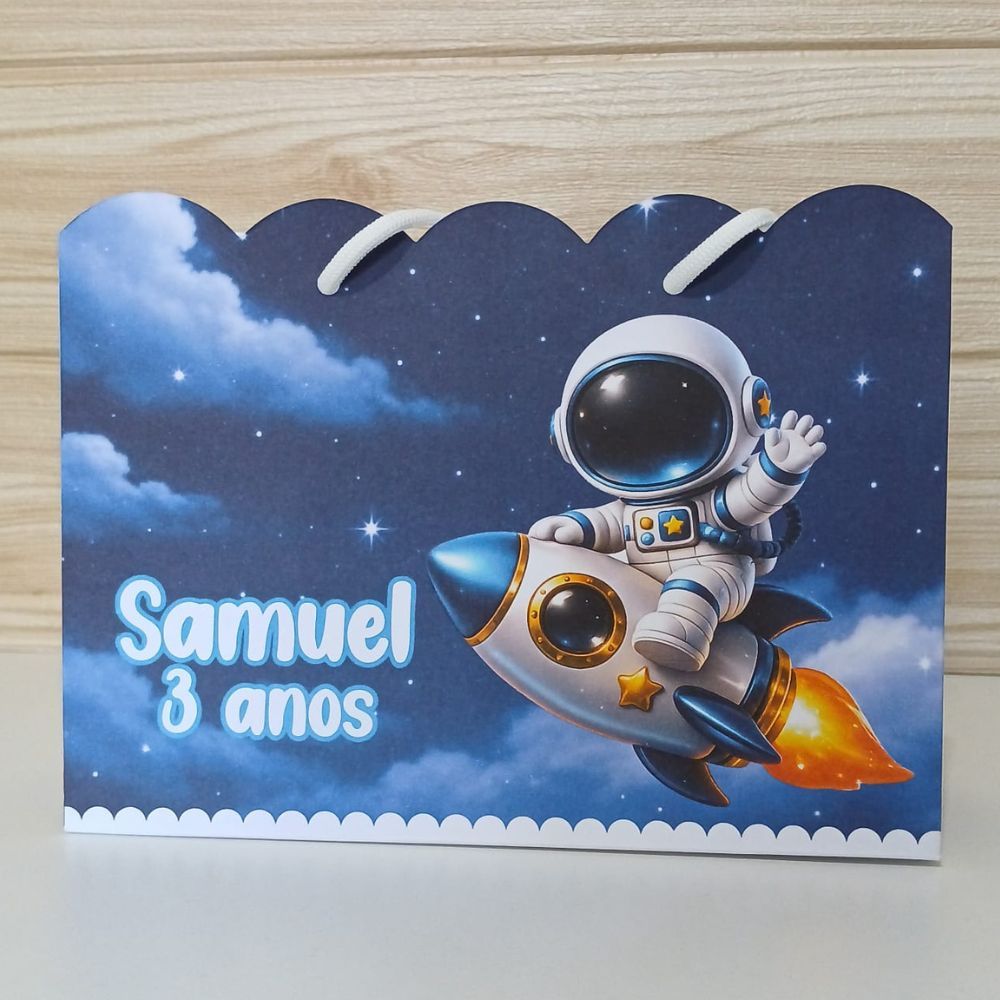 Sacolinha Personalizada Astronauta IA / Festa Infantil / Aniversário / Lembrancinha