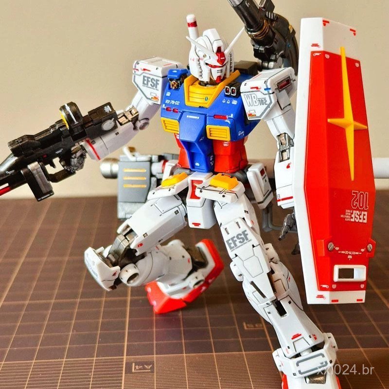O modelo Star Origin Z Bracket 144 Thunder Origin Z HG1 RX-78-2 vem com decalques de água GTO pré-aplicados para o mecha