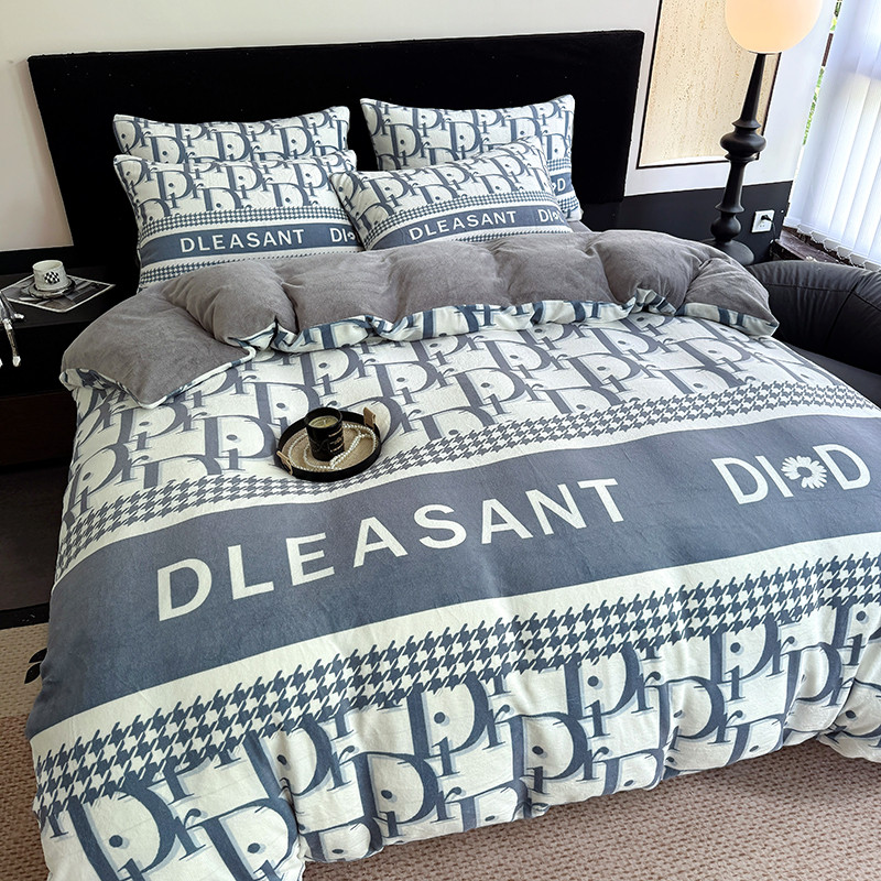 Inverno engrossado leite velo conjunto de quatro peças cama luz estilo luxo Coral velo flanela conjunto de três peças co