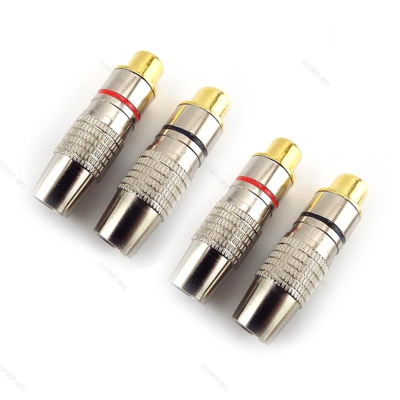 Balck + Vermelho RCA Fêmea Jack Plug Solda Adaptador De Áudio E Vídeo Conector Conversor Banhado A Ouro Para Cabo Coaxia