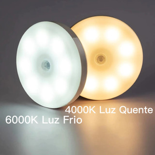 KIT 2 Lâmpada Led com Sensor de Presença Bicolor Luz Quente Luz Fria Recarregável Sem fio Luminária