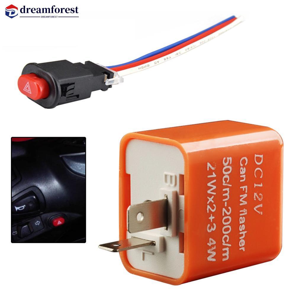 DREAMFOREST 12V 2Pin Frequência Ajustável LED Pisca Relé Luz Interruptor De Sinal Duplo Motocicleta T6Y8