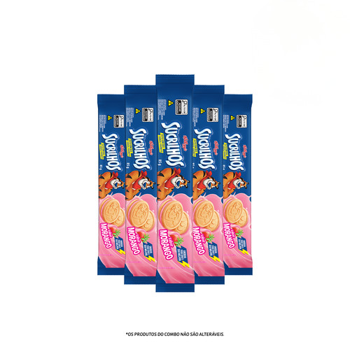 Combo Biscoito Recheado Sucrilhos Morango 85g 6 unidades