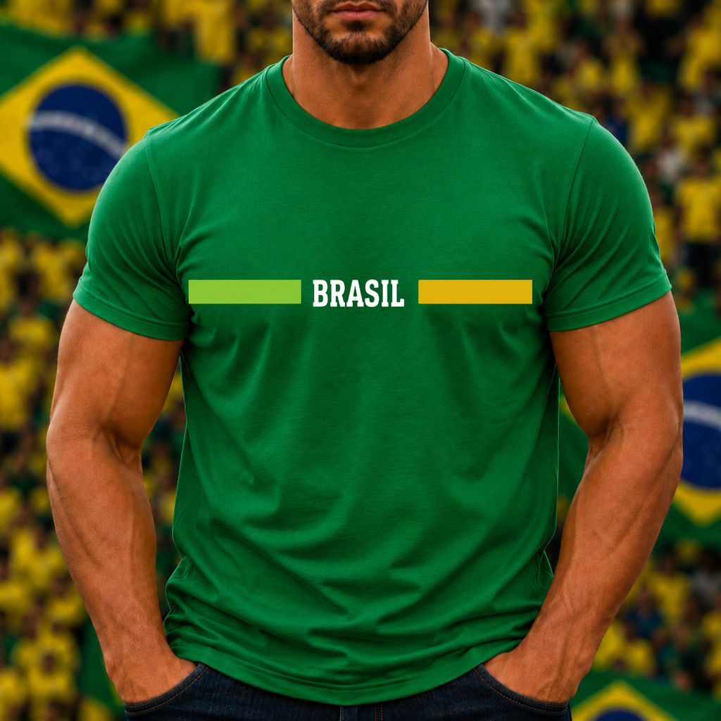 Camiseta Feminina Brasil Copa 2026 Estampada Algodao Premium Selecao Brasileira Torcedora Verde Amarelo Hexa Futebol